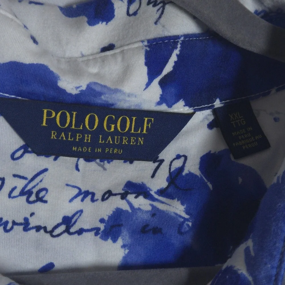 Ralph Lauren Polo Golf British West Indies XXL  Mens Blue Script 100% Cotton